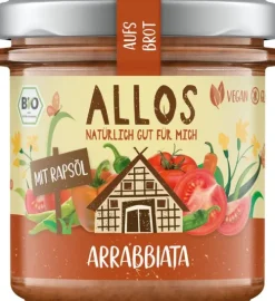 ALLOS Pikante Brotaufstriche|Glutenfreie Lebensmittel^- aufs Brot Arrabbiata bio 140g