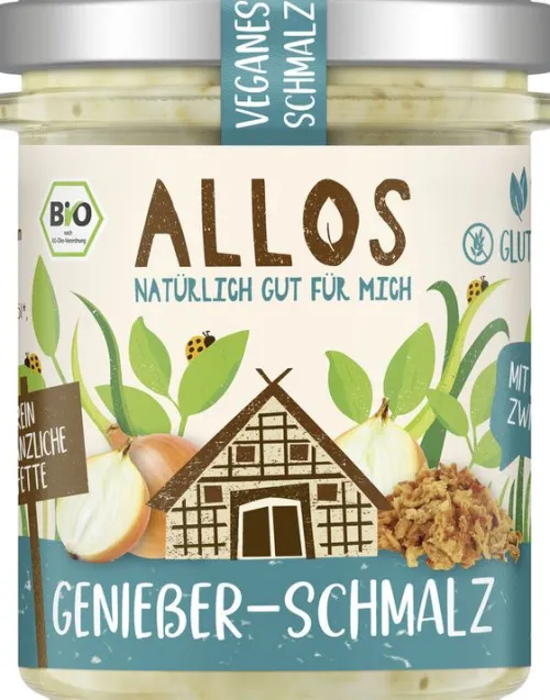 ALLOS Vegane Brotaufstriche|Glutenfreie Lebensmittel^- Genießer-Schmalz, 150g
