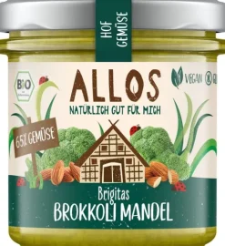 ALLOS Vegane Brotaufstriche|Glutenfreie Lebensmittel^- Hof Gemüse Brigitas Brokkoli Mandel, 135g