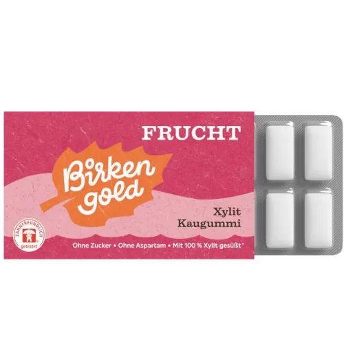 Birkengold GmbH Glutenfreie Lebensmittel^Birkengold - Kaugummi Frucht (12 Stück), 17g