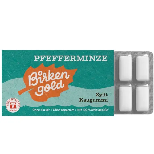 Birkengold GmbH Glutenfreie Lebensmittel^Birkengold - Kaugummi Pfefferminze (12 Stück), 17g