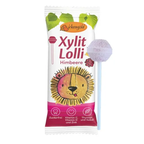Birkengold GmbH Glutenfreie Lebensmittel^Birkengold Xylit Lolli Himbeere - zuckerfrei, 6g