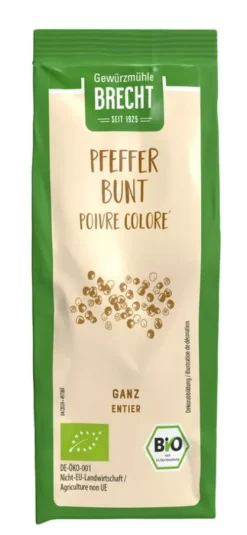 Gewürzmühle Brecht GmbH Gewürze Und Kräuter^Brecht - Bunter Pfeffer ganz Nachfüllbeutel, bio, 60g