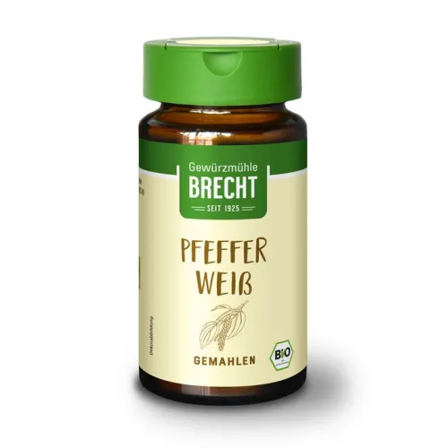 Gewürzmühle Brecht GmbH Gewürze Und Kräuter|Glutenfreie Lebensmittel^Brecht - Pfeffer weiß gemahlen bio im Glas 35g