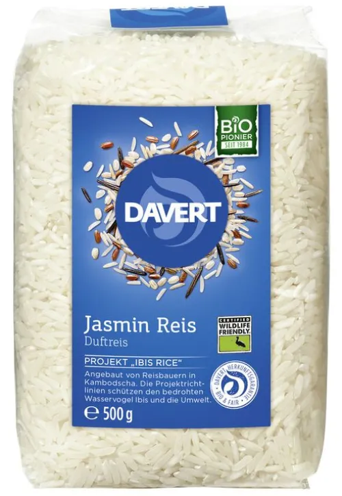 DAVERT Reis|Glutenfreie Lebensmittel^- Jasmin Reis, 500g