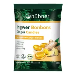 HÜBNER Bonbons|Glutenfreie Lebensmittel^Hübner - Ingwer Bonbons BIO, 70g