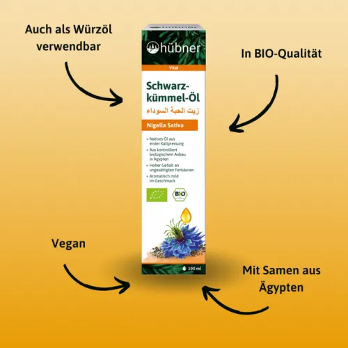 HÜBNER Fette & Öle|Glutenfreie Lebensmittel^Hübner - Schwarzkümmel-Öl bio, 100ml