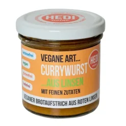 HEDI Naturkost GmbH Pikante Brotaufstriche|Glutenfreie Lebensmittel^Hedi - Vegane Art... Currywurst mit feinen Zutaten, 140g