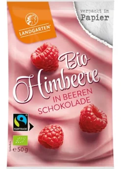 LANDGARTEN GMBH & CO. KG Schokolade|Glutenfreie Lebensmittel^Landgarten - Bio Himbeere in Beeren-Schokolade, 50g