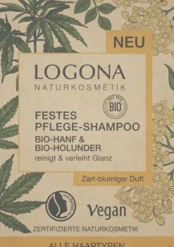 LOGONA Haarpflege^Festes Pflege-Shampoo, Bio-Hanf & Bio-Holunder, 60g