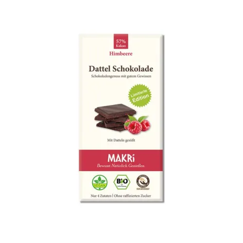 Makri Schokolade^- Dattel Schokolade - Himbeere 57%, 85g