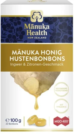 Manuka Health Bonbons^- MGO 400+ Manuka Hustenbonbons (Ingwer-Zitrone) 100g