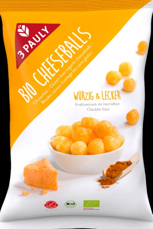 3PAULY Knabbergebäck|Glutenfreie Lebensmittel^- Bio Cheeseballs 75g