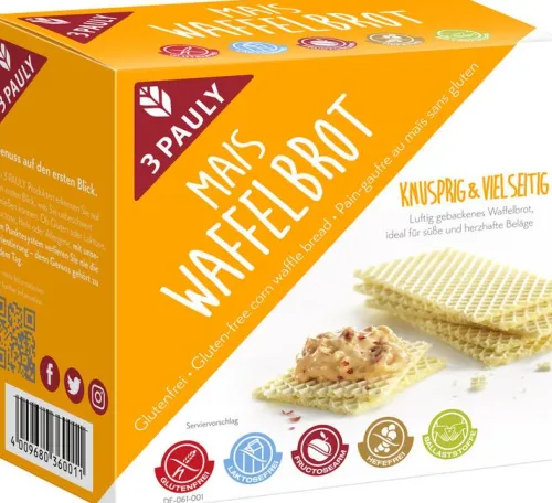 3PAULY Knabbergebäck|Glutenfreie Lebensmittel^3-Pauly - Mais Waffelbrot 100g