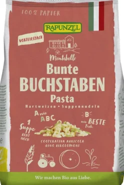 RAPUNZEL Nudeln|Nudeln^- Buchstaben Suppennudeln Semola bunt, 500g