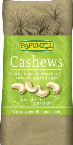 RAPUNZEL Nüsse|Glutenfreie Lebensmittel^- Cashewkerne geröstet, gesalzen, 50g