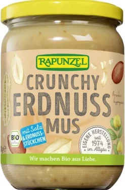 RAPUNZEL Nussmuse|Glutenfreie Lebensmittel^- Erdnussmuss Crunchy mit Salz bio 500g