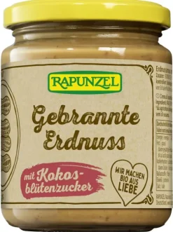 RAPUNZEL Nussmuse|Glutenfreie Lebensmittel^- Gebrannte Erdnuss mit Kokosblütenzucker, bio, 250g