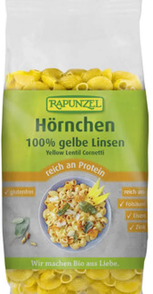 RAPUNZEL Nudeln|Nudeln^- Gelbe Linsen Hörnchen, bio 300g