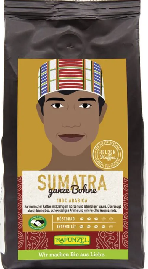 RAPUNZEL Kaffee|Kaffee^- Heldenkaffee Sumatra, ganze Bohne HIH, 250g
