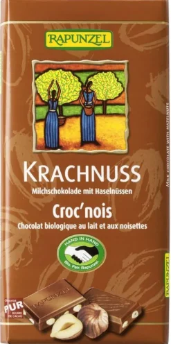 RAPUNZEL Schokolade|Glutenfreie Lebensmittel^- Krachnuss Vollmilch Schokolade Haselnuss bio 100g