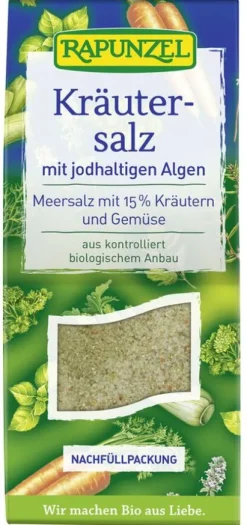 RAPUNZEL Gewürze Und Kräuter|Glutenfreie Lebensmittel^- Kräutersalz jodiert mit jodhaltigen Algen, bio 500g