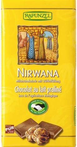 RAPUNZEL Schokolade|Glutenfreie Lebensmittel^- Nirwana Milchschokolade mit Praliné-Füllung HIH, 100g