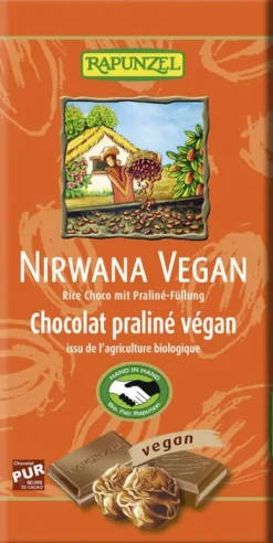RAPUNZEL Schokolade|Glutenfreie Lebensmittel^- Nirwana Vegan Schokolade mit Praliné-Füllung bio 100g