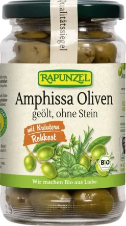 Bauck GmbH Oliven^Rapunzel - Oliven Amphissa mit Kräutern, ohne Stein geölt, 170g