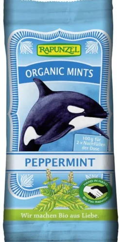 RAPUNZEL Bonbons|Glutenfreie Lebensmittel^- Organic Mints Peppermint HIH Nachfüllbeutel, 100g