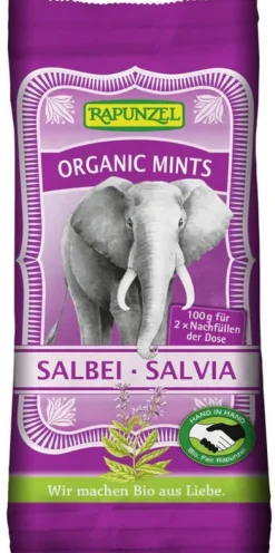 RAPUNZEL Bonbons|Glutenfreie Lebensmittel^- Organic Mints Salbei - Salvia HIH Nachfüllbeutel, 100g