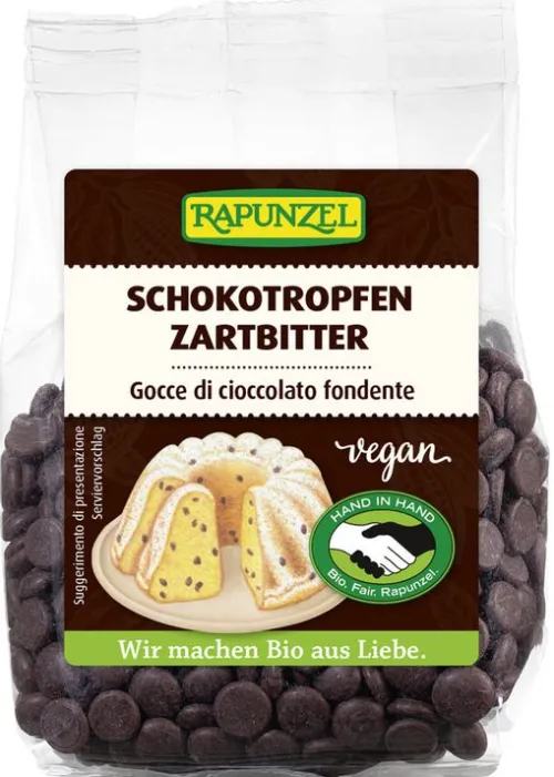 RAPUNZEL Schokolade|Glutenfreie Lebensmittel^- Schokotropfen Zartbitter HIH, 100g
