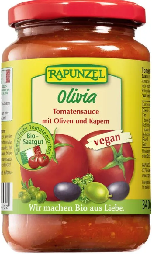 RAPUNZEL Saucen Und Dressing|Glutenfreie Lebensmittel^- Tomatensauce Olivia, bio, 330ml
