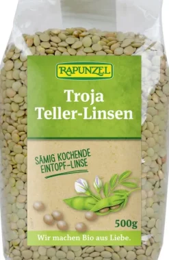 RAPUNZEL Hülsenfrüchte|Hülsenfrüchte^- Troja Teller-Linsen, grün bis braun, 500g
