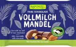 RAPUNZEL Schokolade|Glutenfreie Lebensmittel^- Vollmilch Schokolade mit ganzen Mandeln bio 100g