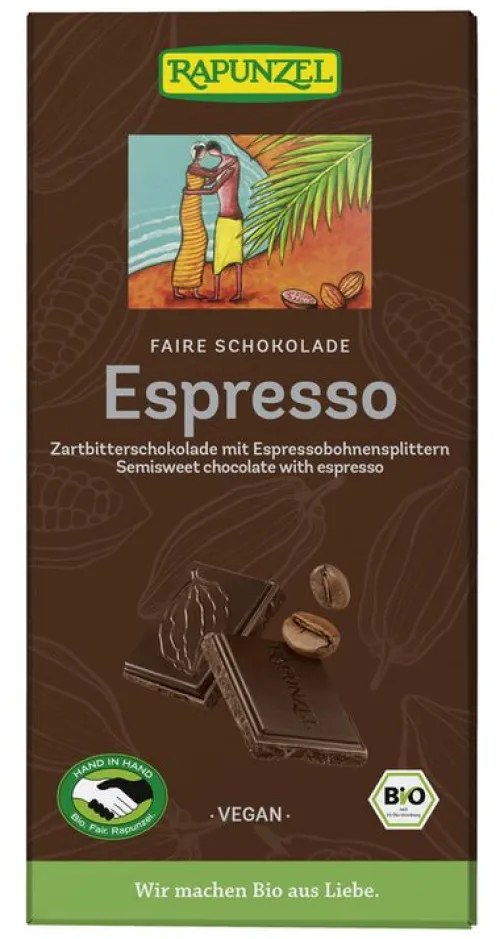 RAPUNZEL Schokolade^- Zartbitter Schokolade 51% Kakao mit Espressobohn, 80g