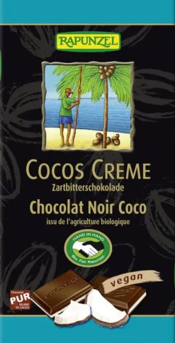 RAPUNZEL Schokolade|Glutenfreie Lebensmittel^- Zartbitter Schokolade Cocos-Creme gefüllt HIH, 100g