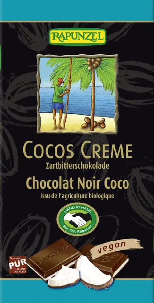 RAPUNZEL Schokolade|Glutenfreie Lebensmittel^- Zartbitter Schokolade Cocos-Creme gefüllt HIH, 100g