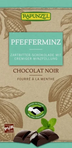 RAPUNZEL Schokolade|Glutenfreie Lebensmittel^- Zartbitter Schokolade mit Pfefferminzfüllung HIH, 100g