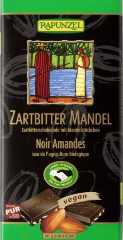 RAPUNZEL Schokolade|Glutenfreie Lebensmittel^- Zartbitter Schokolade 55% Kakao und Mandel bio 80g
