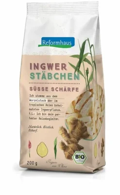 Reformhaus Eigenmarke Trockenfrüchte|Fruchtschnitten^Reformhaus - Ingwer-Stäbchen gezuckert bio 200g