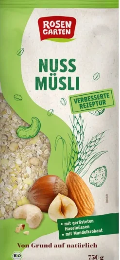 Minderleinsmuehle GmbH & Co. KG Breie & Müsli^Rosengarten - Nuss-Müsli, 750g
