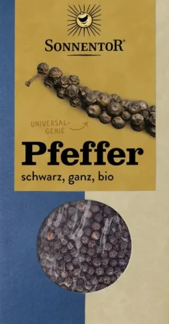 SONNENTOR Gewürze Und Kräuter|Glutenfreie Lebensmittel^- Pfeffer schwarz ganz, 55g