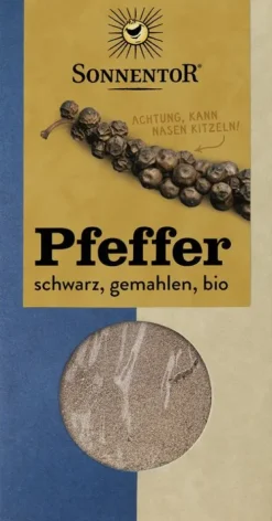 SONNENTOR Gewürze Und Kräuter|Glutenfreie Lebensmittel^- Pfeffer schwarz gemahlen, 50g