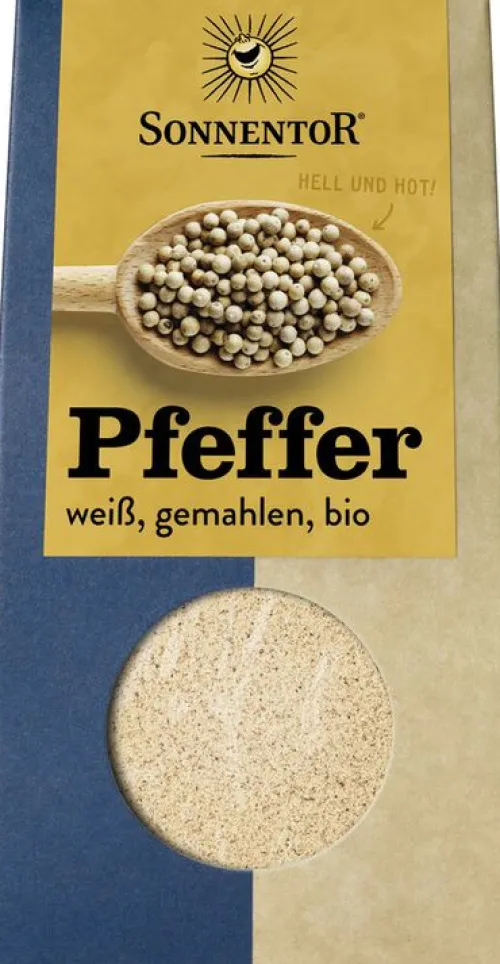 SONNENTOR Gewürze Und Kräuter|Glutenfreie Lebensmittel^- Pfeffer weiß gemahlen, 35g