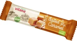 VITANA Fruchtschnitten|Glutenfreie Lebensmittel^- Salted Caramel Riegel mit Mandelnougat Füllung, bio 40g