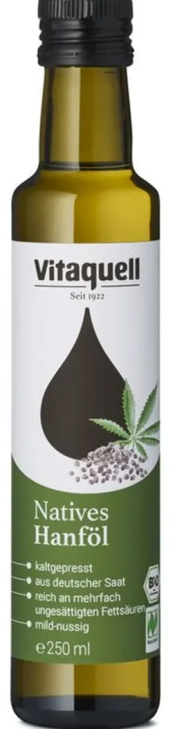 Fauser Vitaquellwerk KG (GmbH & Co.) Fette & Öle|Glutenfreie Lebensmittel^Vitaquell Hanf-Öl Bio nativ, kaltgepresst 250ml
