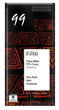 Vivani Schokolade^- Feine Bitter 99 % Cacao, 80g