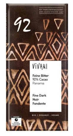 Vivani Schokolade^- Feine Bitter 92 % Cacao, 80g