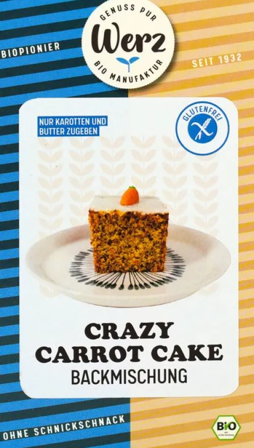 WERZ Backwaren & -Mischungen^- Crazy Carrot Cake Backmischung, glutenfrei vegan bio, 500g